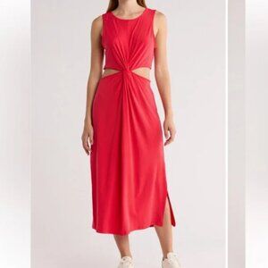 Beyond Yoga Around The World Twist Front Cutout Dress Red